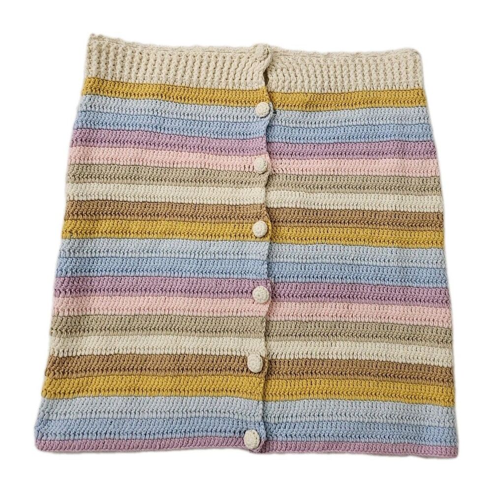 Lovers + Friends Lisette Crochet Skirt XS Horizon Stripe Beach Revolve NWT